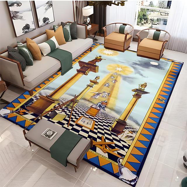 Modern Masonic Living Room Home Decoration Sofa Table Large Rug Bathroom Non-slip Floor Mat