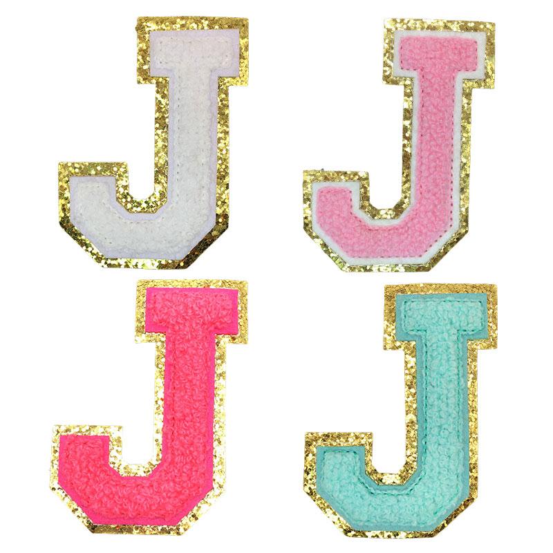 4Pcs Chenille Letters Patches Embroidery Iron On Letters Patch Appliques For Clothing Sticker Diy Accessories Large Size: 8.2Cm