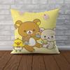 Cute RRilakkuma Pillow Case For Car Sofa Decorative Home Doublesided Print Plush Square Throw Pillow Cushion Cover