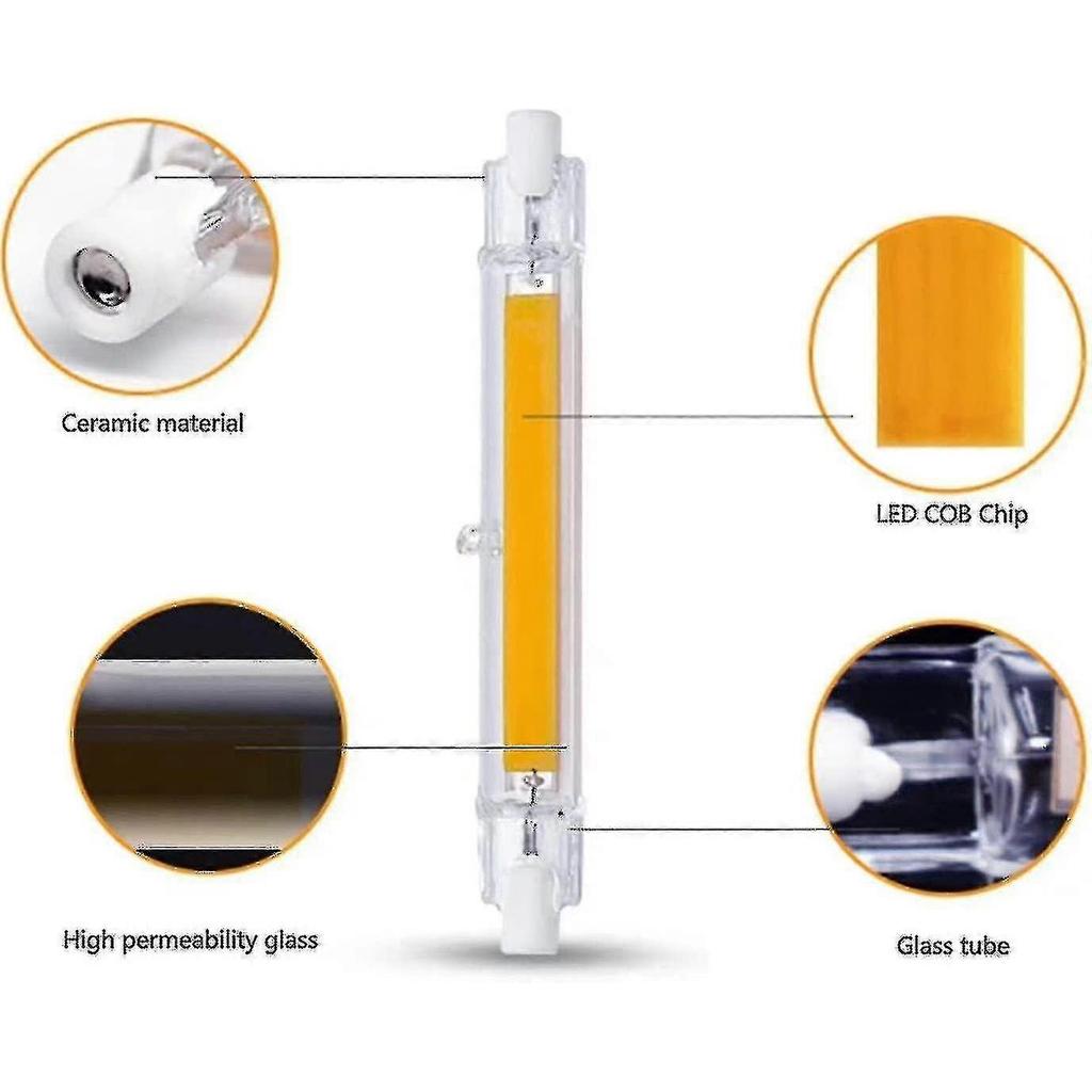 R7s Led Bulb 118mm 30w Dimmable, Warm White 3000k 3000lm, Linear Replace J118 300w Halogen Lamp, 360 - RiRi Less