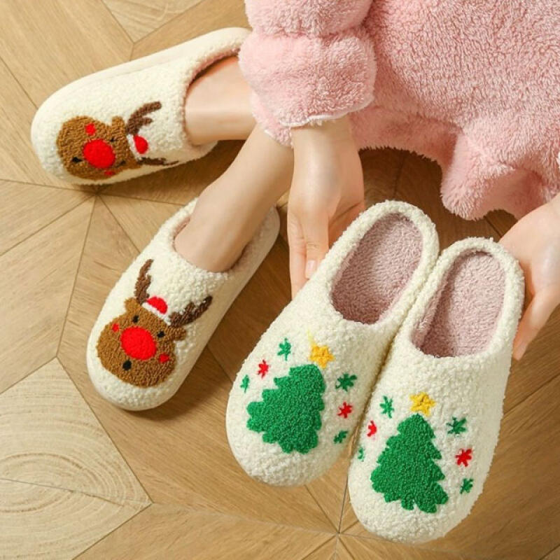 

Зимние домашние тапочки, теплые меховые тапочки, офисные тапочки и тапочки для гостиной Rudolph the Red