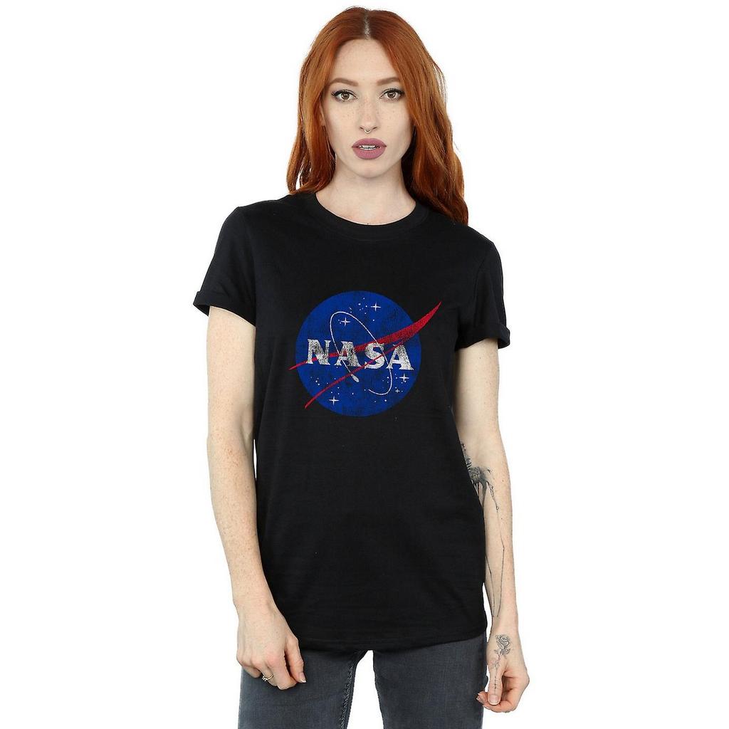 NASA Womens/Ladies Insignia Distressed Logo Cotton Boyfriend T-Shirt