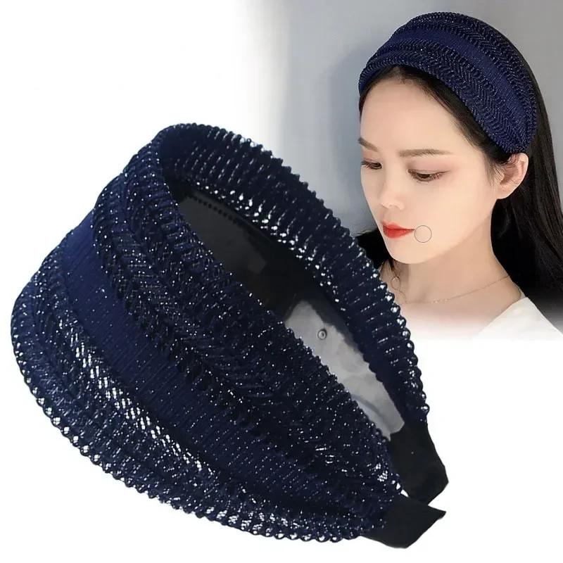 Women's Hair Band Simple Wide Headband with Teeth Non-Slip Hairpin All-Matching Hollow Cover Gray Hair Haar Accessoires Women