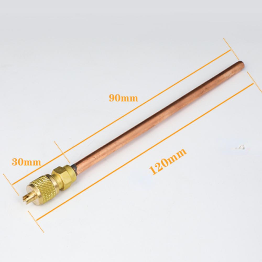 6.35mm 1/4" Copper Tube OD 45/90/100mm Wall 0.35mm 0.7mm Brass Liquid Freon Feed Access Valve for Fridge Freezer Air Conditioner