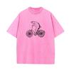Tops Tees Washed Tops Shirt Bicycle Trout VALENTINE DAY Cotton Fabric O Neck Men Washed Retro T Shirts