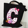 Halloween personalized print student canvas bag tutoring bag 26 letters fashion shoulder bag women large capacity