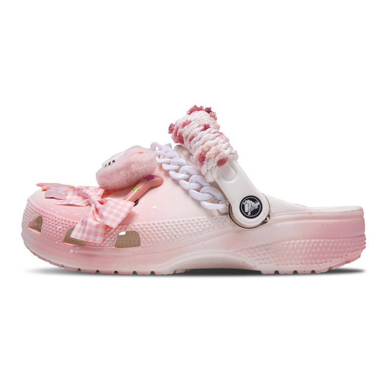 Crocs Classic clog Cat Leader Smart Playful Girly Heart Versatile and Comfortable Hole Shoes Unisex Pink and White