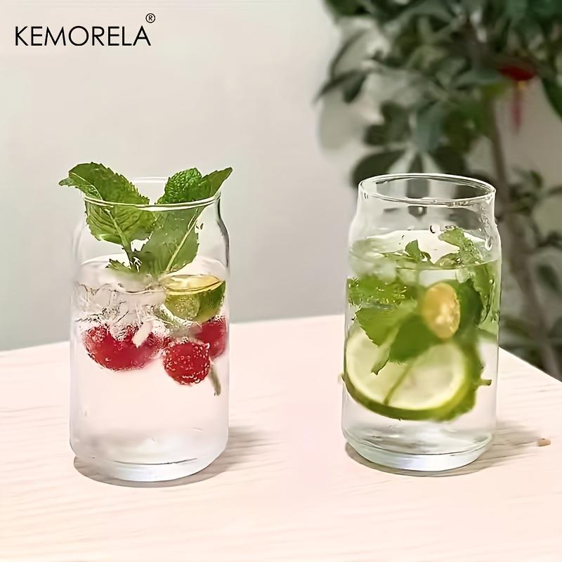 1/2PCS High Borosilicate Glass Tumblers 500ML Shape Reusable and Cold and Heat Resistant Includes Straw and Lid for Milk Coffee