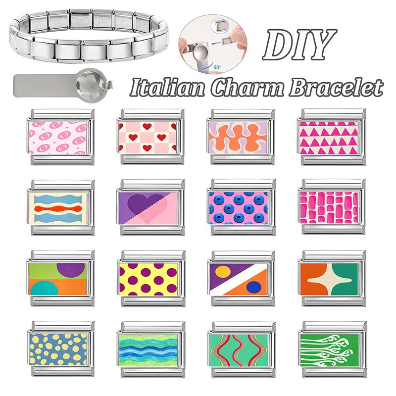 Creative Blueberry Sakura Tennis Lighthouse Heart Lips Bead Italian Charm Bracelet Fit 9MM Stainless Steel DIY Bracelet Jewelry
