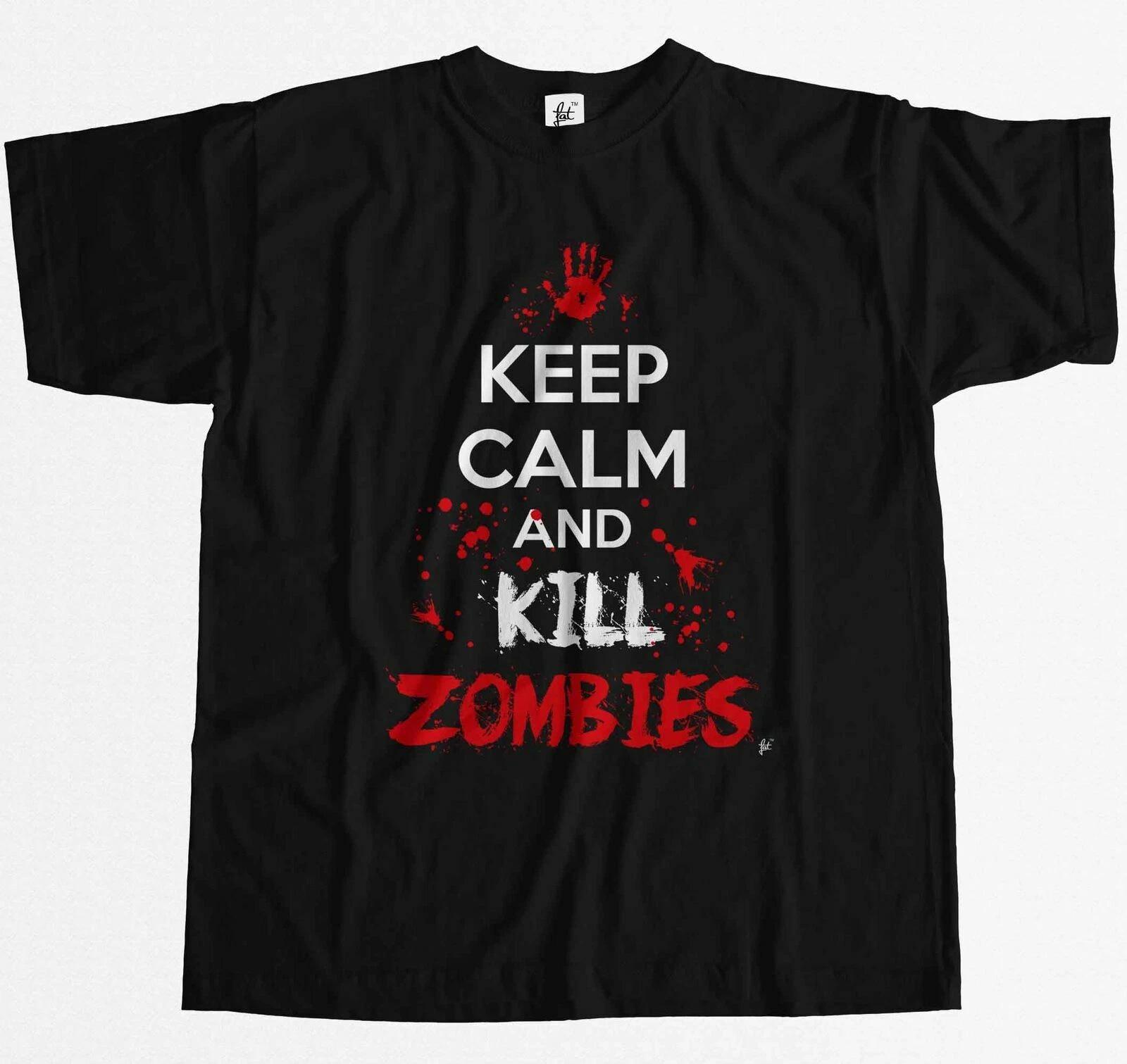 Keep Calm & Kill Zombies Blood Splatters Apocalypse Mens T-Shirt XXL