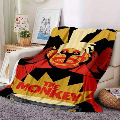 1pc Flannel Blanket, The Monkey,Drummer,Masked Pattern Printed Blanket, Sofa Bed Sofa Car Office Camping Travel Warm And Comfortable Soft Bl