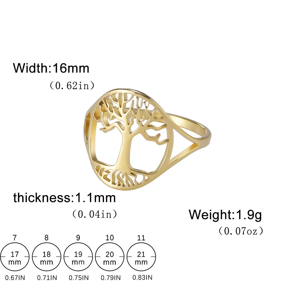 Stainless Steel Tree of Life Ring for Women Vintage Amulet Finger Rings Jewelry Mother's Day Gift