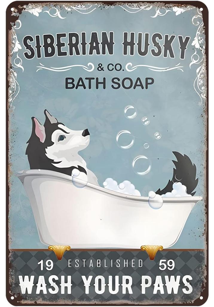 Dog Bath Soap Metal Tin Sign Vintage Rustic Wash Room Wall Decor Poster Man Cave Coffee Shop Bar Plaques Iron Painting Pictur