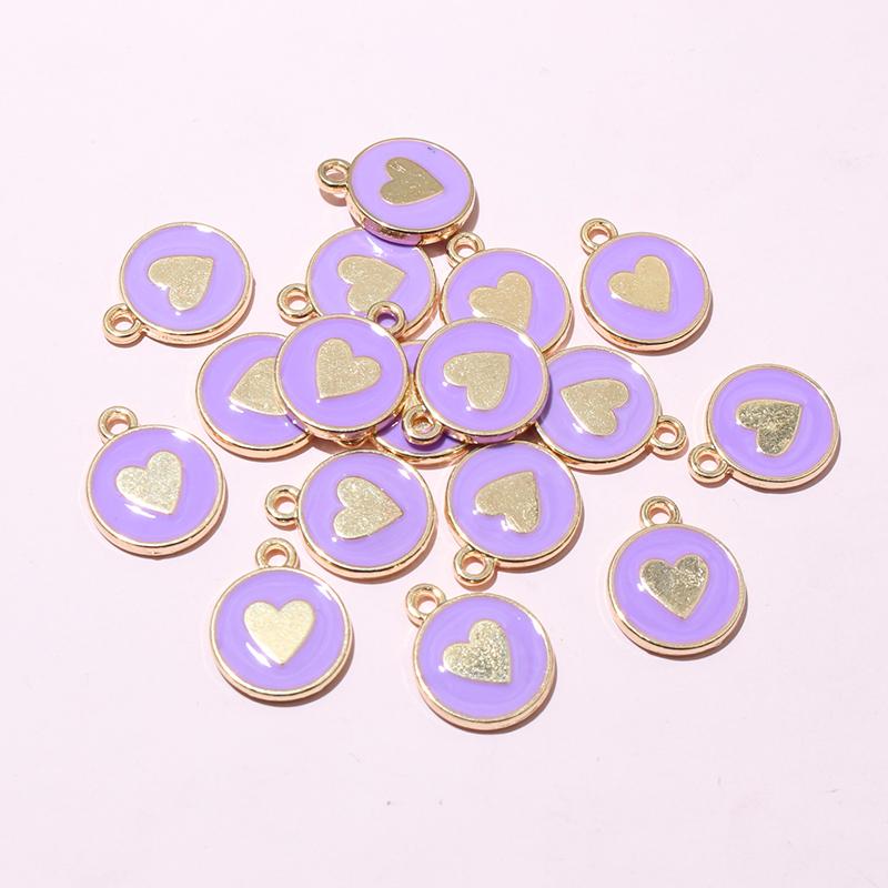 20pcs 14.5x12mm Enamel Double Side Heart Charms Pendant DIY Jewelry Making Accessories Findings for Bracelet Earrings Keychains