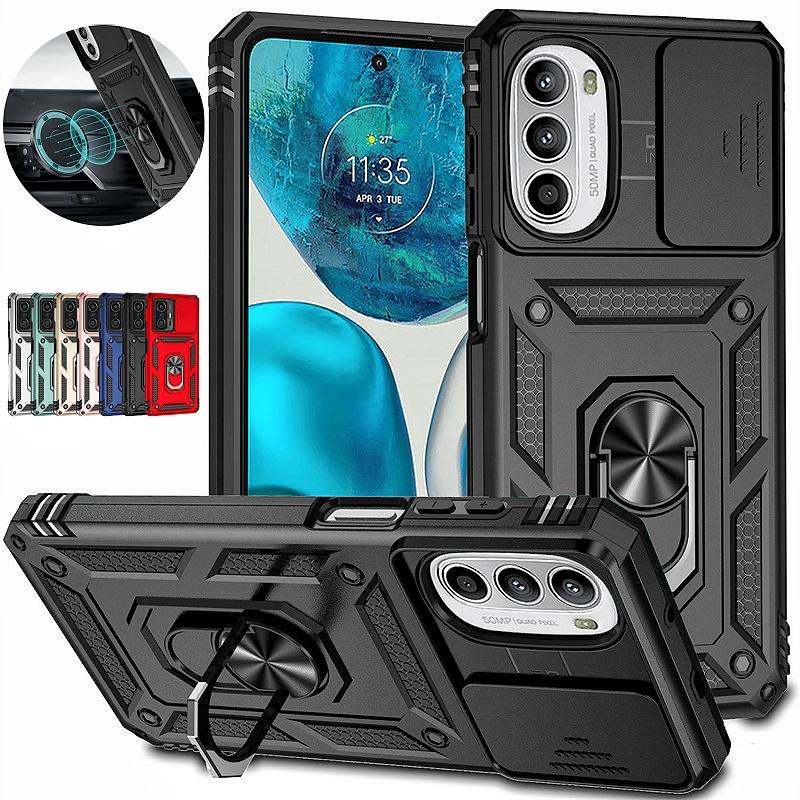 For Motorola G52 G82 Case Shockproof Armor Slide Camera Protect Funda For Moto G52 G82 G 52 82 Magnetic Holder Ring Back Cover