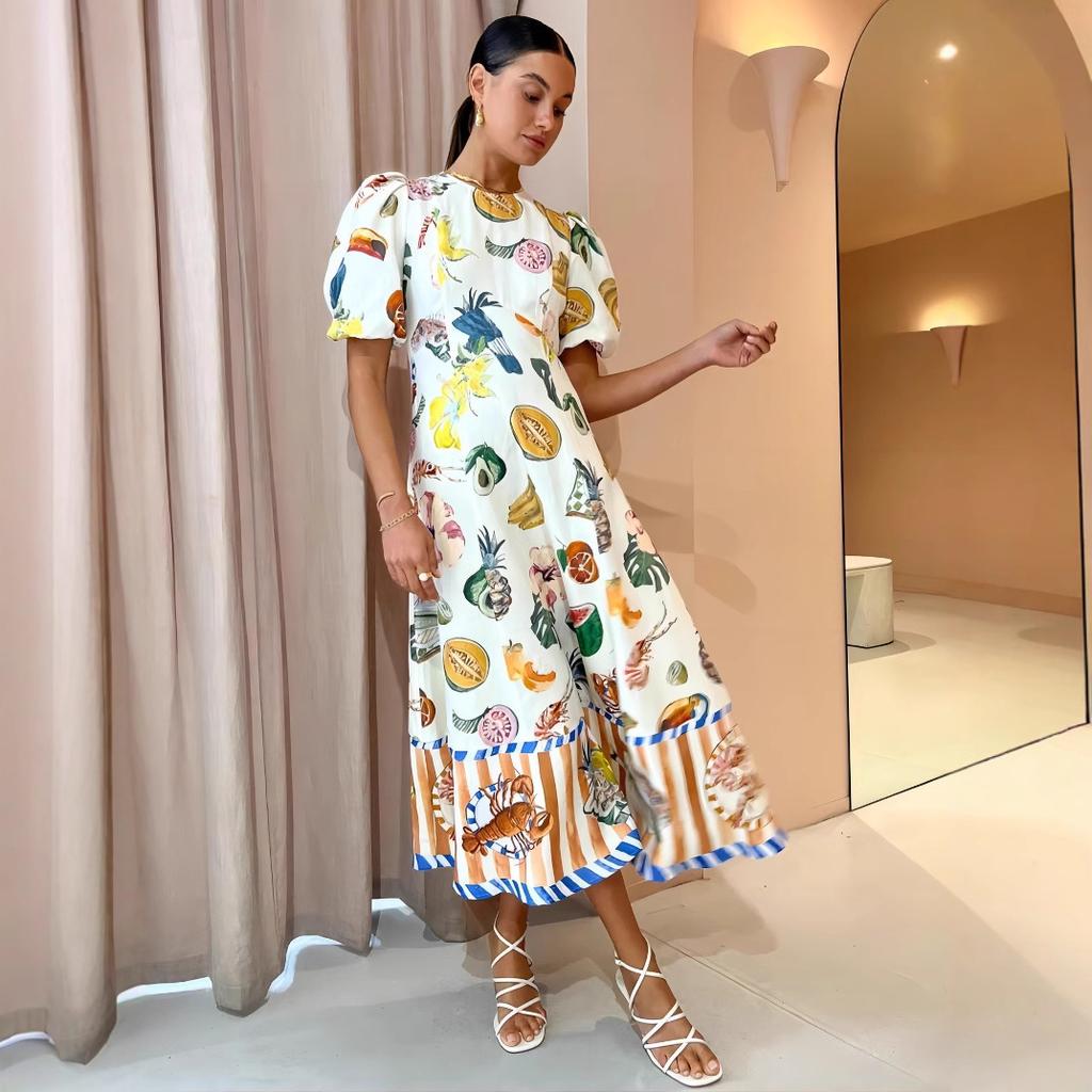 New personalized fashion graffiti print slim versatile dress women