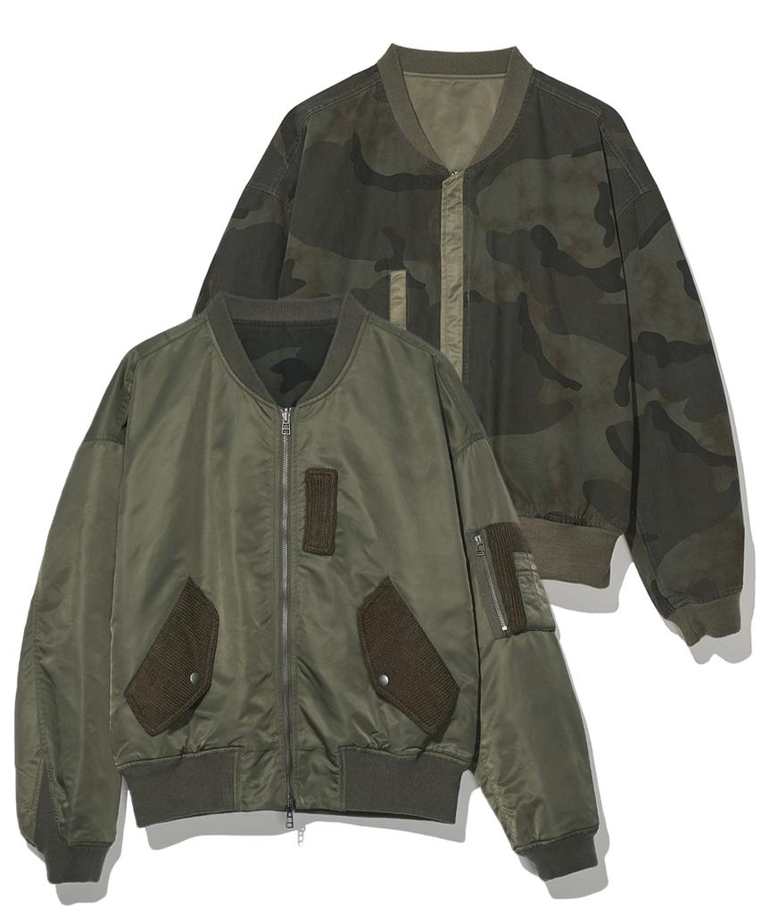 Partimento Reversible Knit Panel Ma-1 Khaki