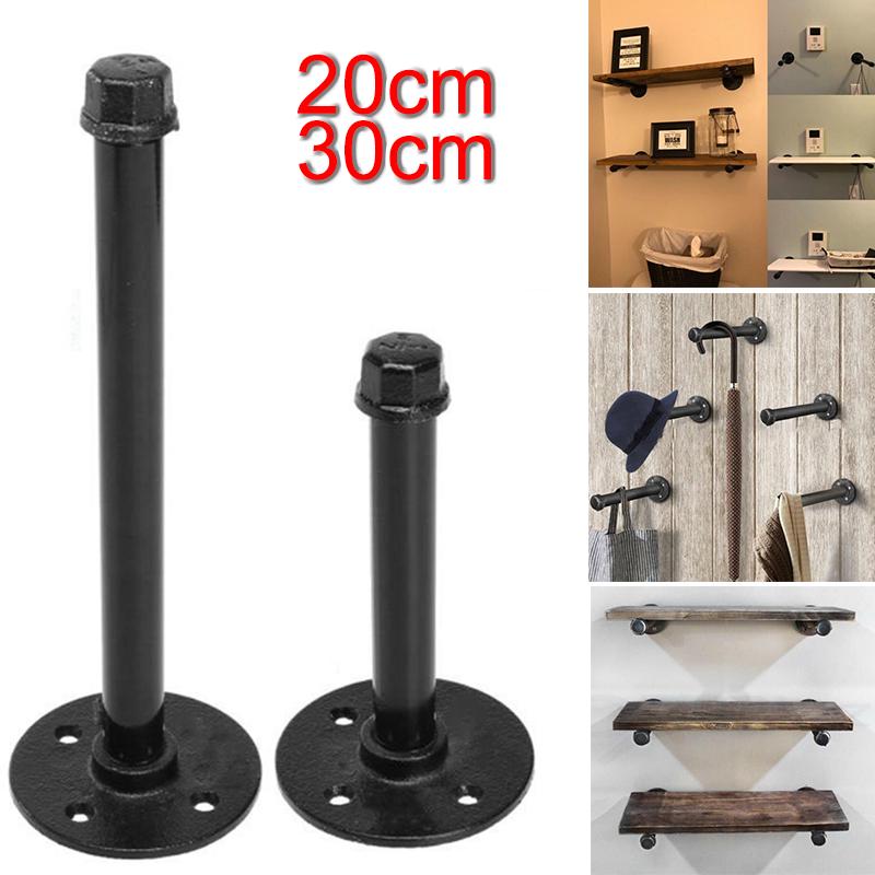 Industrial Pipe Shelf Bracket Rustic Retro Black Decor Display Wall Mounted
