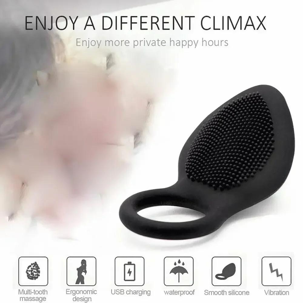 Penis Ring Vibrating Clitoris Stimulator G Spot Sex Toys for Couple Vibro Delay Lick Vagina Orgasm Lock Fine Sleeve Vibrator