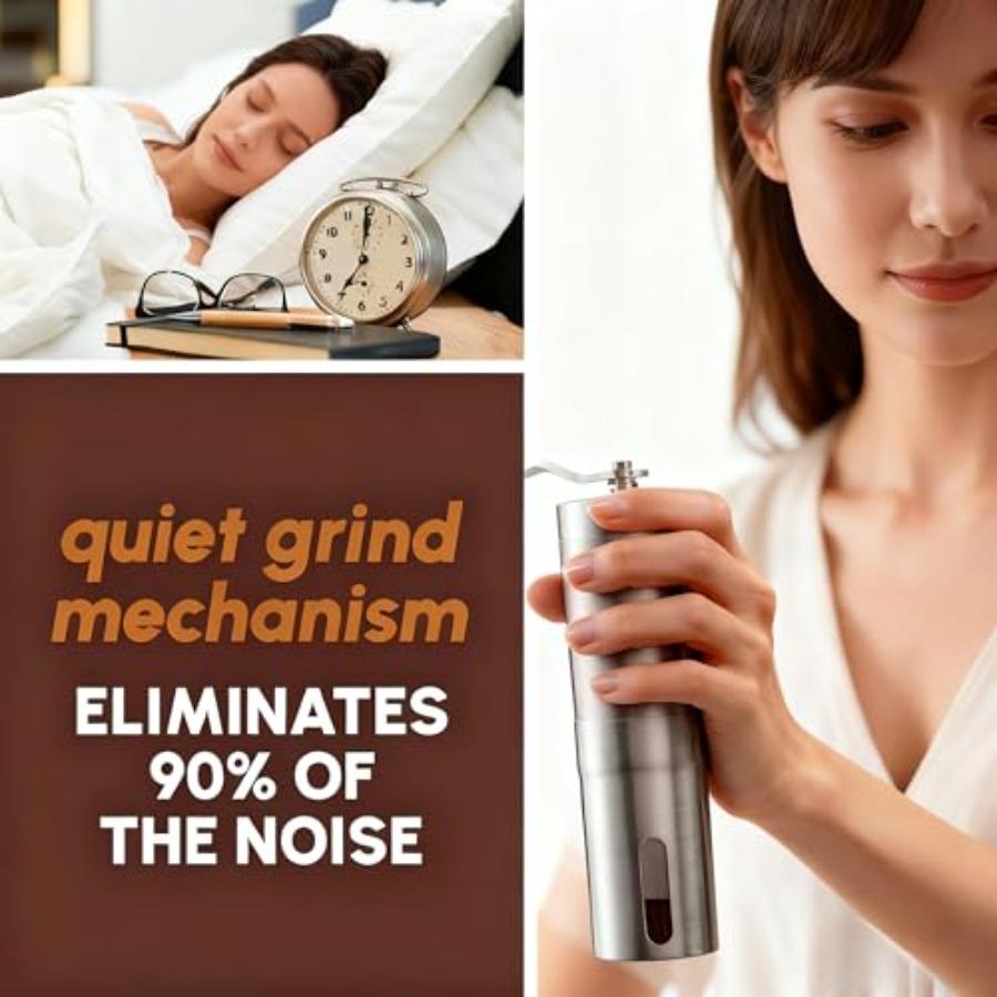 Portable Manual Coffee Grinder with Ceramic Conical Burr for Espresso Drip French Press - Adjustable Coarseness Setting - Hand