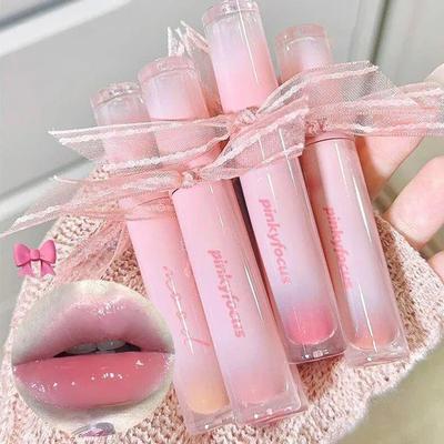 Lucidalabbra a specchio per acqua, resistente all'acqua, tazza antiaderente, rossetto in gelatina rosso nudo, trucco per labbra per cosmetici da donna
