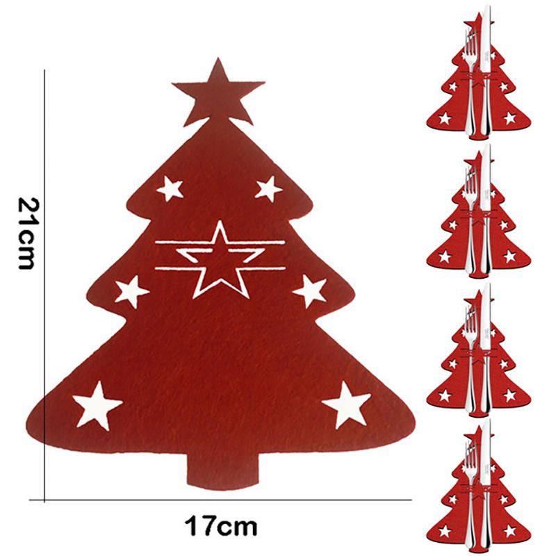 8/1Pcs Christmas Cutlery Holder Knife Fork Covers Snowflake Xmas Tree Pocket Cutlery Bag New Year Party Dinner Table Decorations
