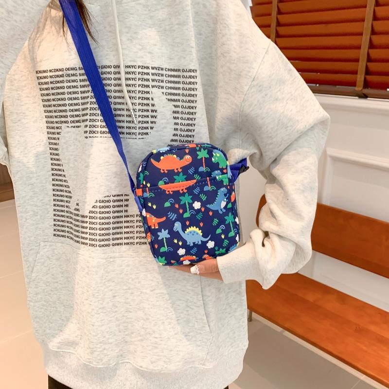 New dinosaur printed messenger mobile phone bag cartoon cute storage small bag casual out color shoulder messenger bag