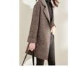 Houndstooth Wool Jacket for Women Mid-length Plaid Suit Woolen Coat