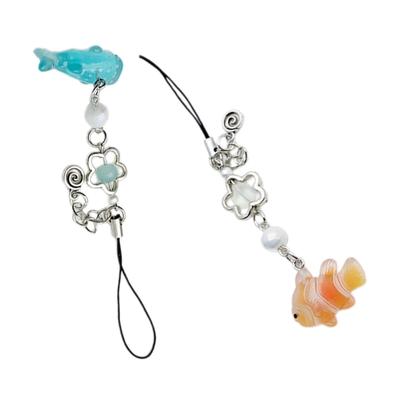 Mode Kleine Fisch Perlen Anhänger Handy Anhänger Lanyard Taschen Schlüsselanhänger Riemen Taschen Dekoration Brieftaschen Anhänger