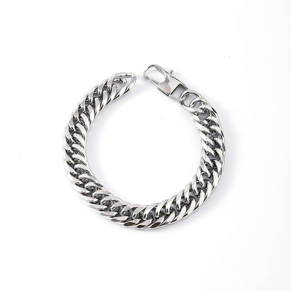 Bracciale da Uomo in Acciaio Inossidabile Semplice Prepotente Punk Alto Senso Cubano Acciaio al Titanio Bracciale Gioielli da Uomo