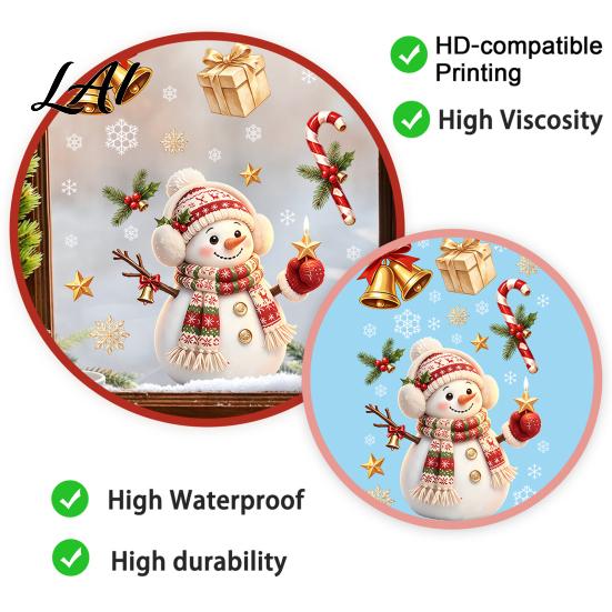 Santa Claus Wall Stickers Christmas Window Cling Santa/Snowman/House/ Tree Patterns Print Waterproof Winter Wonderland Ornaments PVC Decorative