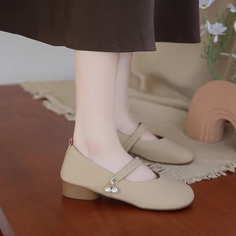 Cresfimix Women Fashion Sweet Light Weight Beige Square Heel Shoes for Office Career Lady Retro Sexy Party Work Shoes Ba360