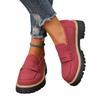 Women's Wide Width Chunky Heel Loafers - Suede Retro British Style Slip-On Shoes for Spring/Fall, Platform Casual Flats