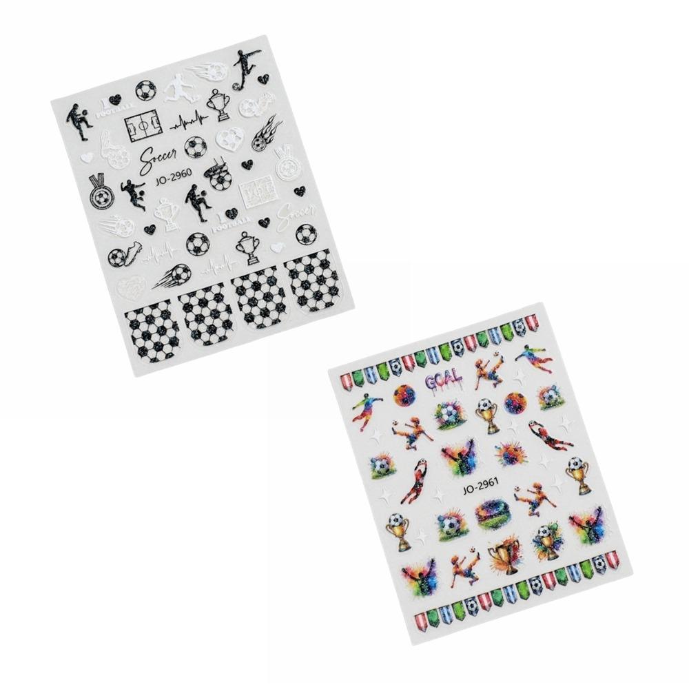 

2pcs/set Rainbow Powder Nail Stickers Glittering Football Nail Decoration Daily SET A