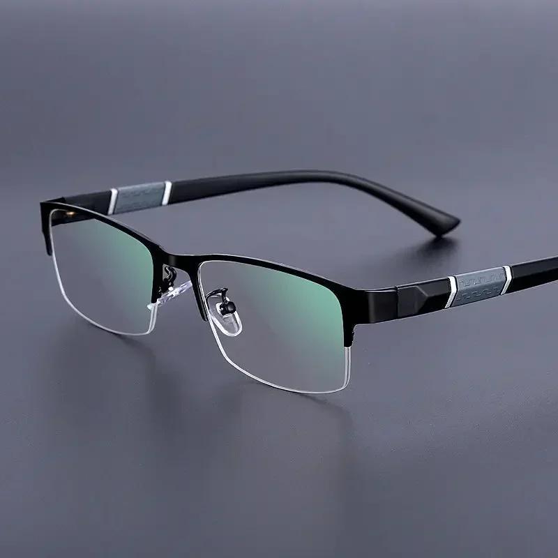 TR90 Classic Semi Semi-rimless Metal Business Reading Glasses for Woman Man Vintage Style Eyeglasses Powers From +1.0 To +4.0