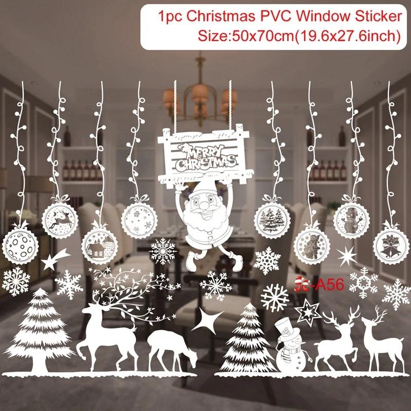 Christmas Wall Window Stickers Marry Christmas Decoration For Home 2025 Christmas Ornaments Xmas Navidad Gift New Year 2025