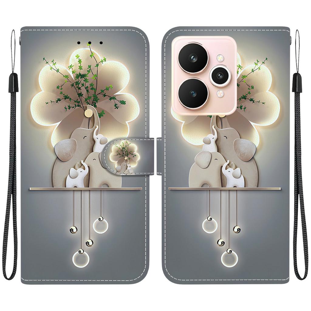 For Realme 15 Pro 5G/15 5G Case Pattern Printing Leather Wallet Phone Cover with Lanyard