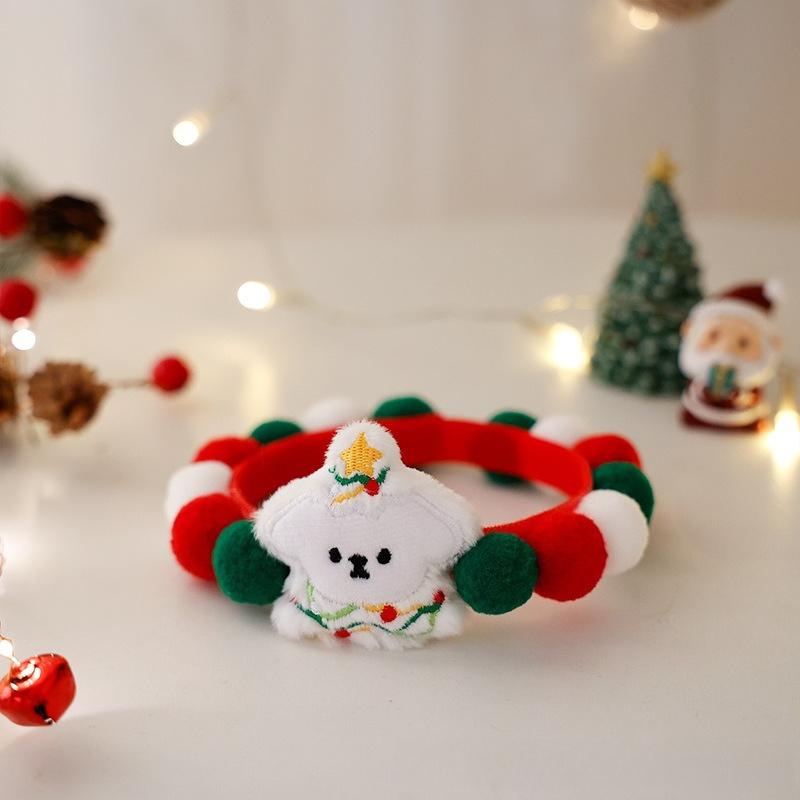 Cat Plush Ball Collar Cute with Doll Pumpkin Spider Small Dog Necklace Beard Corgi Pet Halloween Christmas Neck Ring Jewelry