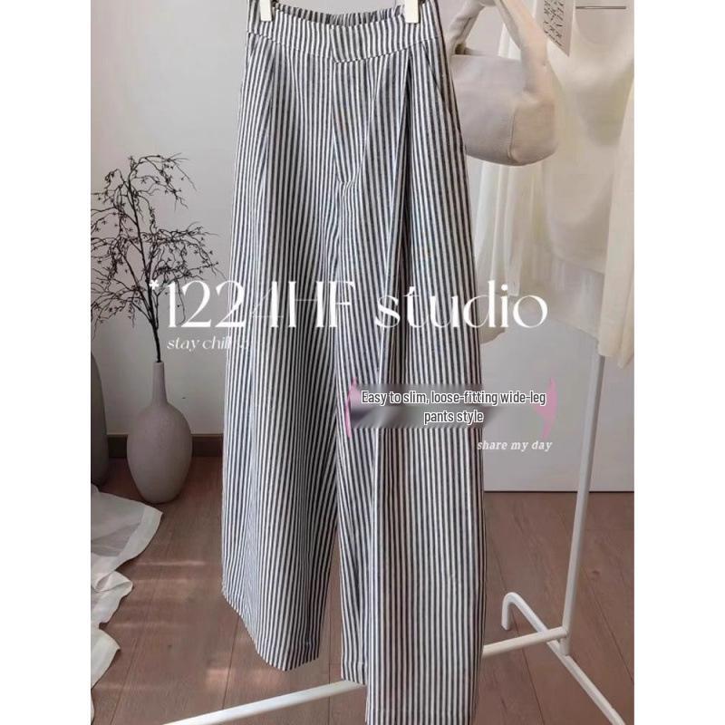 Empfehlung: Japanische gestreifte Leinen-Hose für Damen – Neuer Stil, lässig, weit geschnitten und vielseitig.