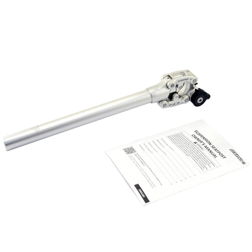 SR SUNTOUR SP12 NCX Suspension Seat Post with Protective Cover VK2297 27.2X400mm, Silver,