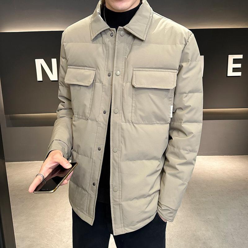 Warm down jacket men's lapel dad top cold-resistant% white duck down casual jacket