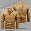 Viking Team Men's Loose PU Leather Jacket Fleece Thickened Autumn and Winter Printed High-end Men's Jacket