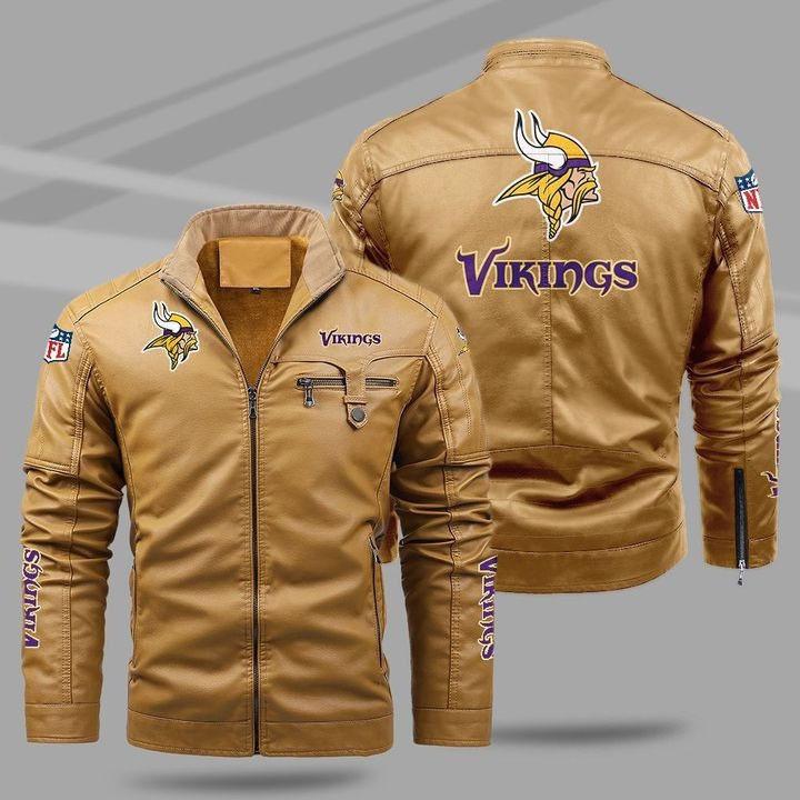 Viking Team Men's Loose PU Leather Jacket Fleece Thickened Autumn and Winter Printed High-end Men's Jacket