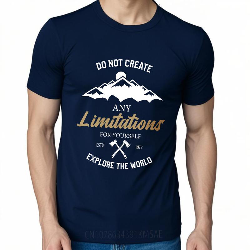 Graphic Summer For Her Tshirt Do Not Create Any Limitations For Yourself Explore The World Short Sleeve Solid Color ONeck