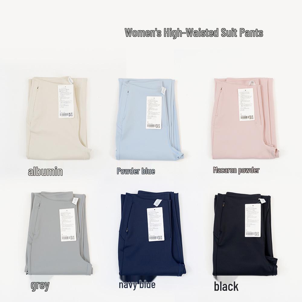 High-Waist Slim Fit Flared Trousers: Anti-Wrinkle, Elastic, with Pockets and Hip Lift for Casual Commute