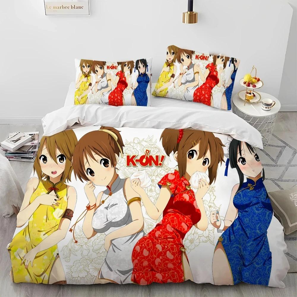 K-ON Kawaii Girls Anime Bedding Set Boys Girls Twin Queen King Size Duvet Cover Pillowcase Bed Boys Adult Home Textileextile