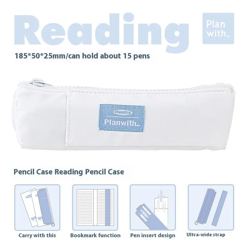 

Large-capacity Reading Pen Case Portable Creative Storage Bag New Mini Stationery Pen Case Simplicity Durable Small Pencil Pouch белый