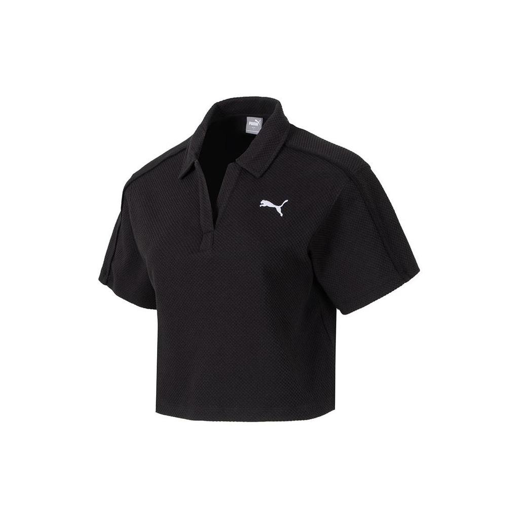 PUMA Breathable Round Neck Short Sleeve Casual T-Shirt With Dropped Shoulders Women Tops Black 682156-01