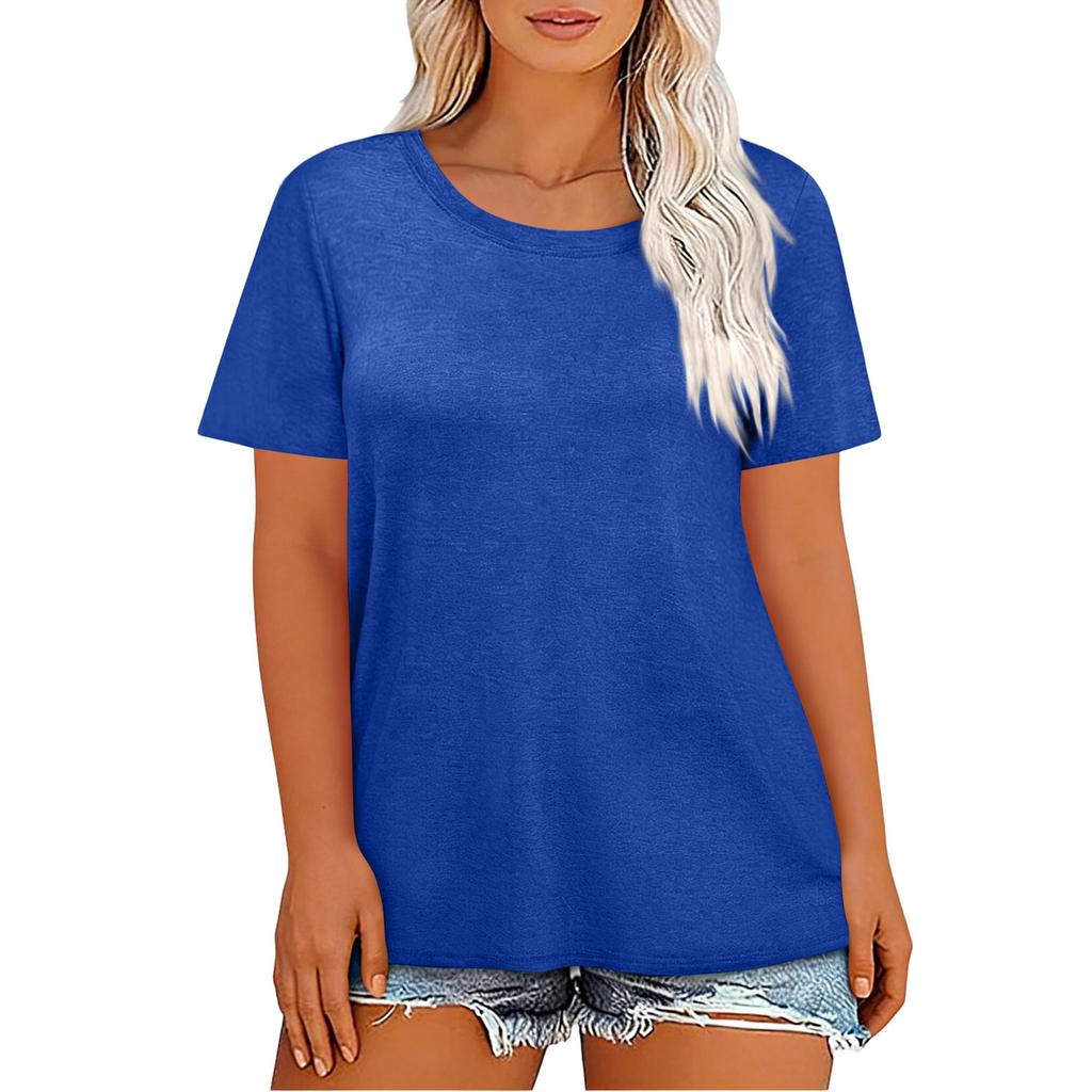 Plus Size Women Fashionable Casual Loose Fit Short Sleeve Top