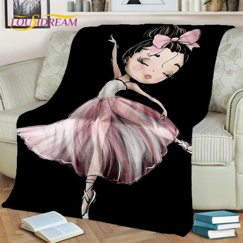 Cartoon Ballerina Fairy Cute Ballet Girl Blanket,soft Throw Blanket for Home Bedroom Bed Sofa Picnic Office Cover Blanket Kids